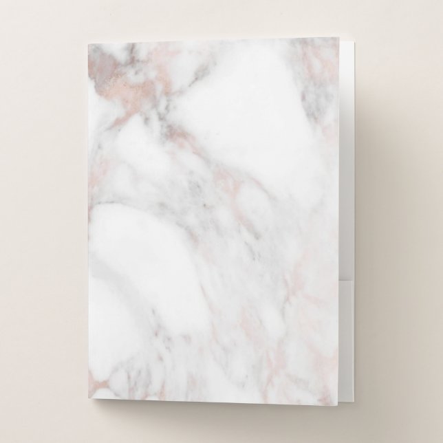 Custom Rose Gold White Marble Template Elegant Pocket Folder (Front)