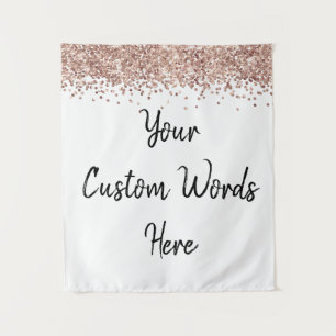 Custom Rose Gold & White Personalized Photo Booth Tapestry