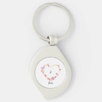 Custom Rose Heart Wreath  Keychain by IMSDesigns at Zazzle