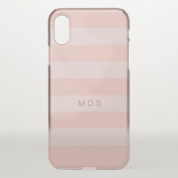 Custom Rose Pink Clear Stripe iPhone X Case