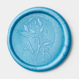 Custom Rose With Monogram Adhesive Wax Seal Sticker