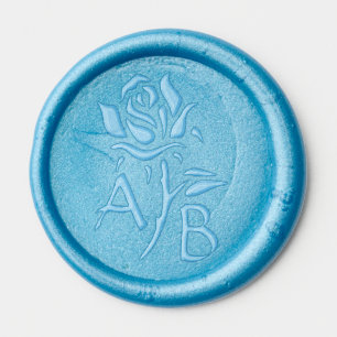 Custom Rose With Monogram Adhesive Wax Seal Wax Seal Sticker