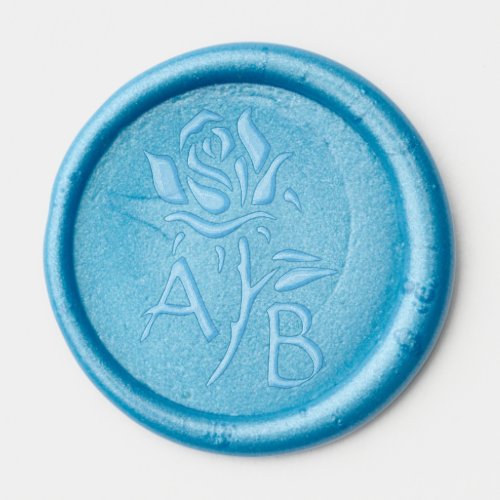 Custom Rose With Monogram Adhesive Wax Seal Wax Seal Sticker