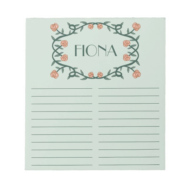 CUSTOM Rose Wreath Grocery Shopping To-Do List Notepad (Front)
