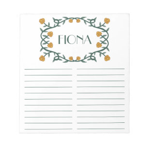CUSTOM Rose Wreath Grocery Shopping To-Do List Notepad