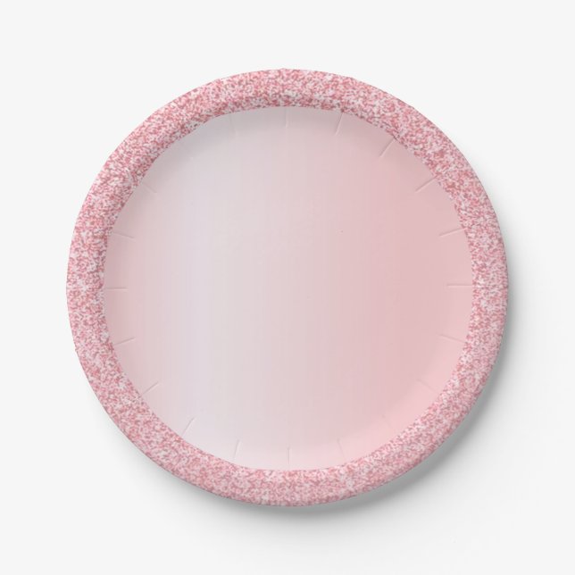 Custom Rosegold Glitter Blank Trendy Template Paper Plates (Front)