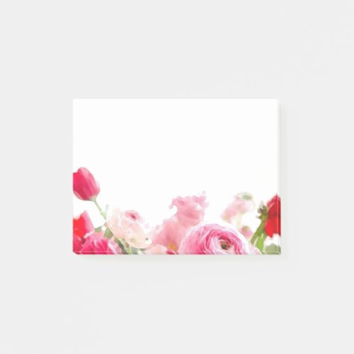Custom Roses Flowers Floral Watercolor Blank Post_it Notes