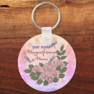 Custom Roses Magnificent Mom Keychain