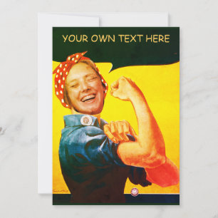 Custom Rosie the Riveter vintage face in Hole Invitation