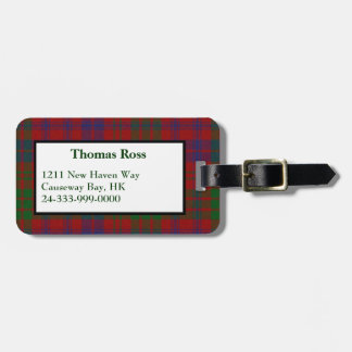 Custom Ross Tartan Plaid Luggage Tag