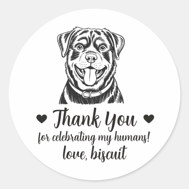 Custom Rottweiler Dog Wedding Favor Stickers (Front)