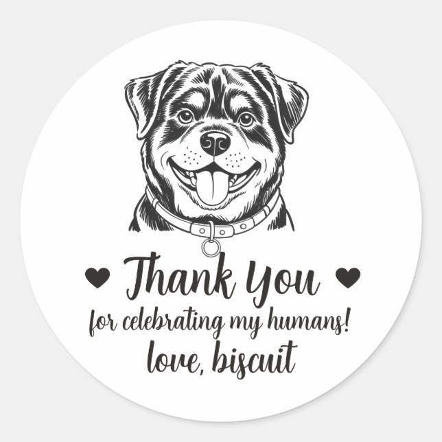 Custom Rottweiler Dog Wedding Favor Stickers (Front)
