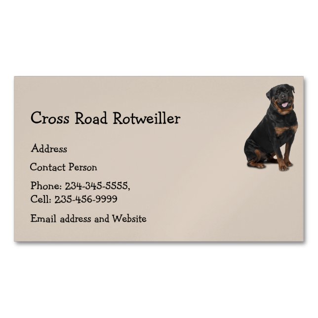 Custom Rotweiller Dog Pet Animal Logo Business Card Magnet (Front)