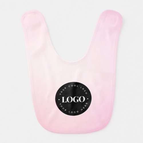 Custom Round Black Business Logo  Pink Gradient Baby Bib