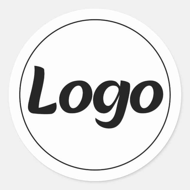 Custom Round Black Business Logo Promo Classic Sticker (Front)