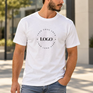 Custom Round Circle Business Logo Minimalist Plain T-Shirt