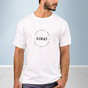 Custom Round Circle Business Logo Minimalist Plain T-Shirt
