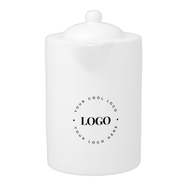 Custom Round Circle Business Logo Minimalist Plain Teapot (Front)
