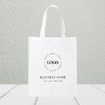 Custom Round Circle Logo & Text Business Company Grocery Bag<br><div class="desc">Promote your business with this cool grocery bag,  featuring custom logo & text. Easily add your details by clicking on the "personalize" option.</div>