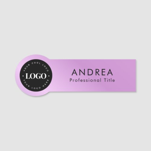 Custom Round Company Logo Purple Pink Gradient Name Tag