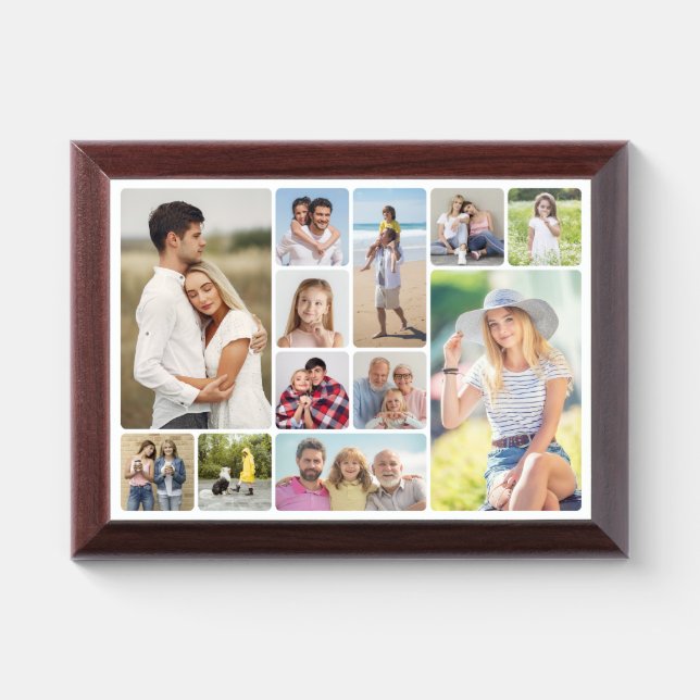 Custom Round Corners 12 Photo Collage Plaque (Horizontal)