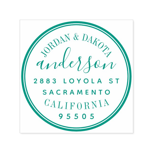 Custom Round Elegant Married Couple Address Self-inking Stamp (Design)
