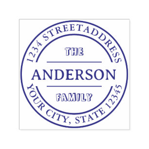 Custom Round Family Name Return Address Self-inking Stamp