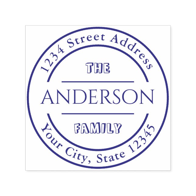Custom Round Family Name Return Address Self-inking Stamp (Design)