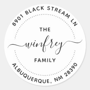 Custom Round Family Name Script Return Address Classic Round Sticker