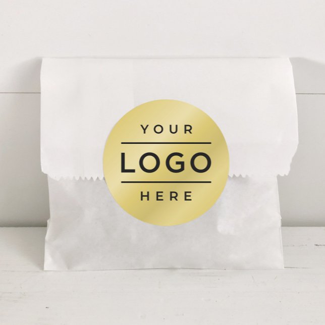 Custom Round Gold Business Logo Promo Classic Round Sticker (Creator Uploaded)