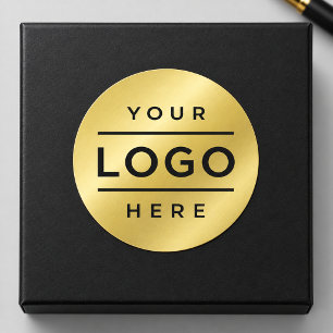 Custom Round Gold Business Logo Promo Classic Round Sticker