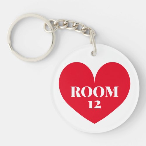 Custom round hotel room keychain with heart