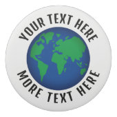 Custom round pencil erasers with planet earth logo (Front)