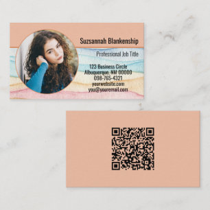 Custom Round Photo and QR Code Small Business Business Card