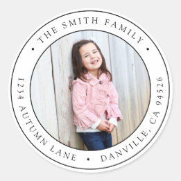 Custom Round Photo Return Address Label Sticker