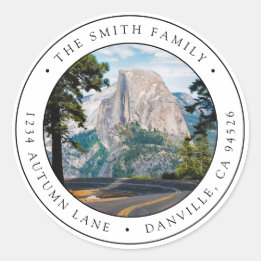 Custom Round Photo Return Address Label | Yosemite
