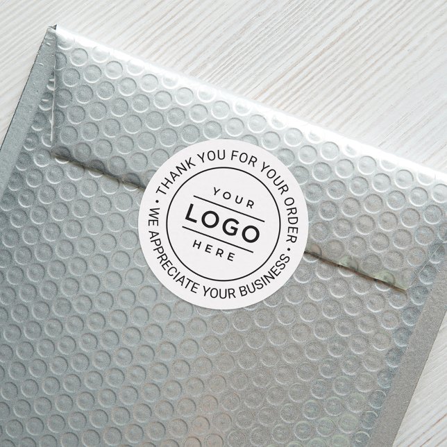 Custom Round Thank You Business Logo Classic Round Sticker (Creator Uploaded)