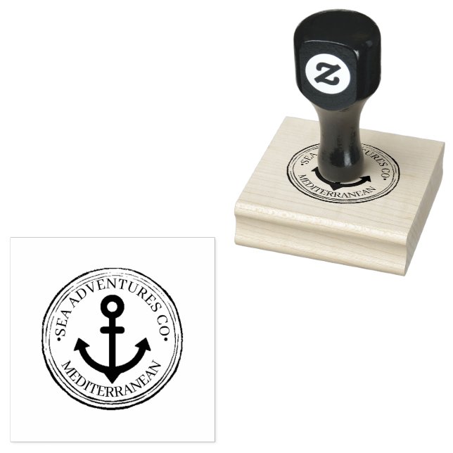 Custom Round Wooden Logo Rubber Stamp (Stamped)