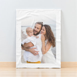 Custom Rounded Corner Photo Family Fleece Blanket
