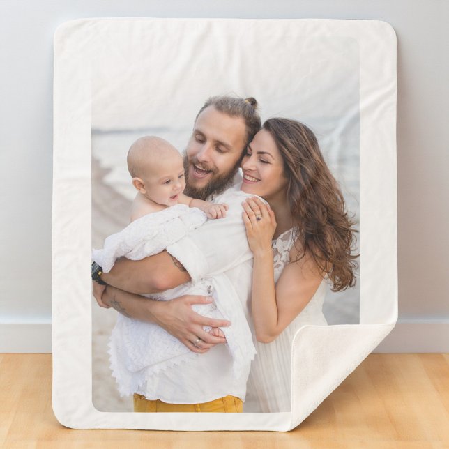 Custom Rounded Corner Photo Family Sherpa Blanket (Creator Uploaded)