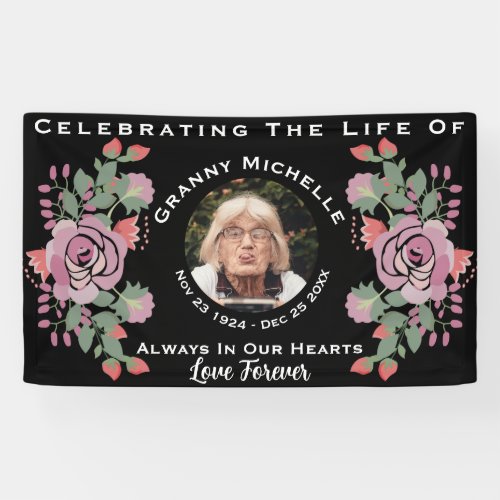 custom rounded shape photo with flowers banner