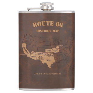 Custom Route 66 Centennial Map Travel Flask