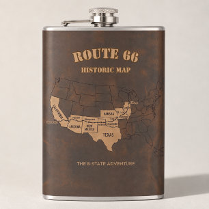 Custom Route 66 Centennial Map Travel Flask