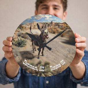 Custom Route 66 Oatman Arizona Burro Adventure Round Clock