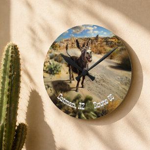 Custom Route 66 Oatman Arizona Burro Adventure Round Clock