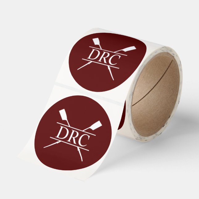 Custom Rowing Club Monogram Classic Round Sticker (Roll)