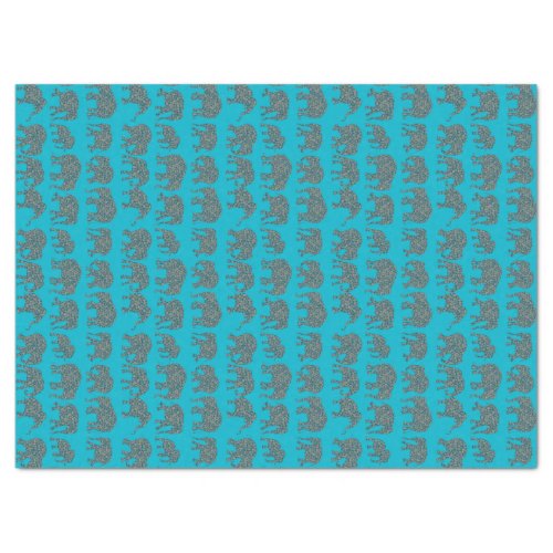 Custom Rows of Paisley Elephants Tissue Paper