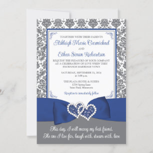 Custom Royal Blue and Gray Wedding Invitation
