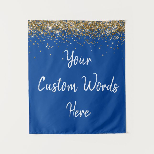 Custom Royal Blue Birthday Party Photo Booth Prop Tapestry (Front)