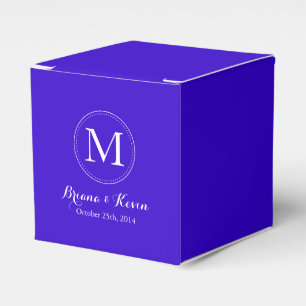 Custom Royal Blue Colored Monogram Favor Boxes